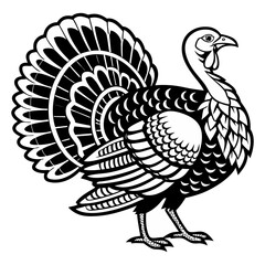 A black turkey silhouette chicken logo vector, and  cock bird vector, white of a silhouette illustration.