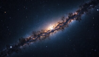 Fototapeta premium Vast starry sky and bright galaxy. Twinkling stars and nebulae create a cosmic wonder. Deep space, with glowing celestial bodies, inspires awe and exploration of the universe.