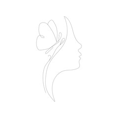 Woman profile female beauty concept line drawing 

