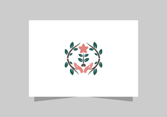 Hand holding tree logo nature, growth, and environmental care. health care icon vector design 