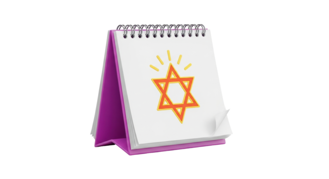 Isolated desk calendar showing Star of David symbol, Jewish holiday greeting concept