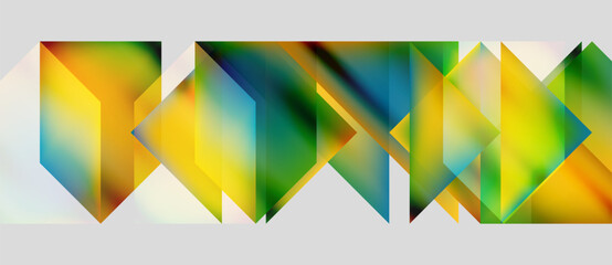 Obraz premium Abstract geometric shapes, vibrant colors blend. Yellows, greens, blues create dynamic composition. Modern digital art piece.