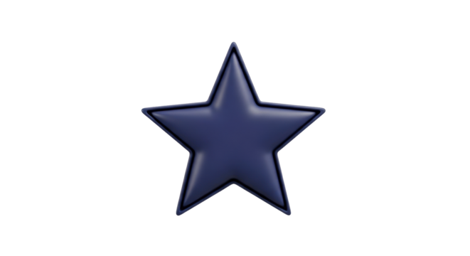 Isolated five-pointed star emblem, single glossy, dark blue badge, shiny metallic, navy symbol - Powered by Adobe