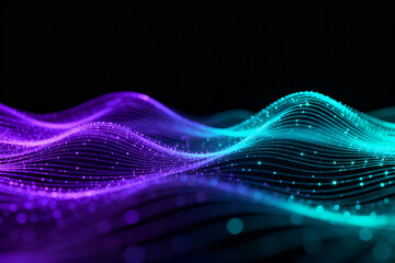 Abstract wave patterns with glowing dots