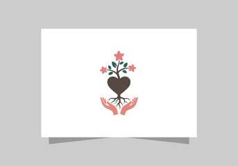 Hand holding tree logo nature, growth, and environmental care. health care icon vector design 