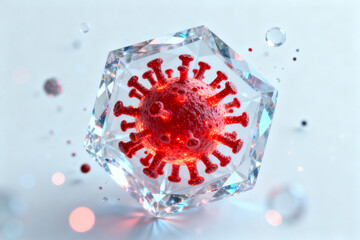 Virus particle encased in crystal