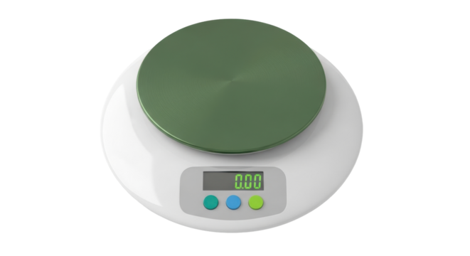 Isolated digital scale device in zero position for weighing objects at home or laboratory
