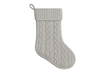 White knitted cable christmas stocking hanging decoration