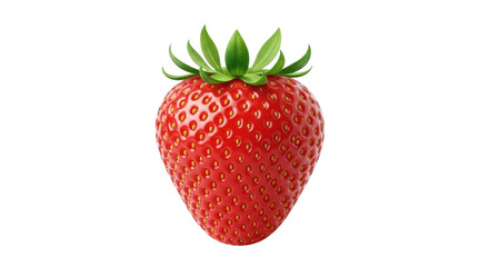 Isolated fresh strawberry, red berry with green leaves, raw ingredient, fruit dessert