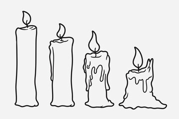 set of candlelight with outline style good for icon, symbol, element design, coloring book, etc