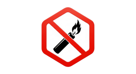 Isolated forbidden flammable, danger of ignition, symbol to not use flame, ignition source