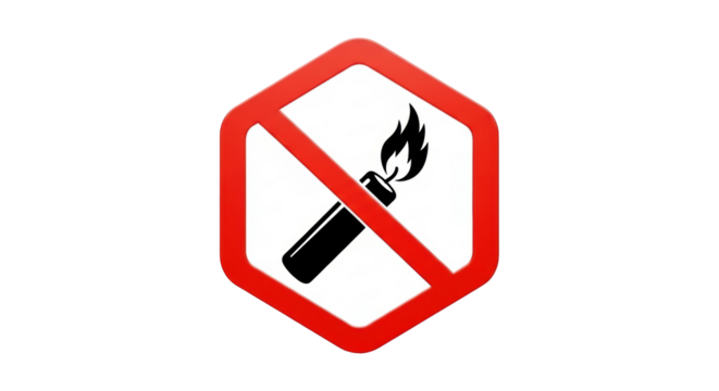 Isolated forbidden flammable, danger of ignition, symbol to not use flame, ignition source