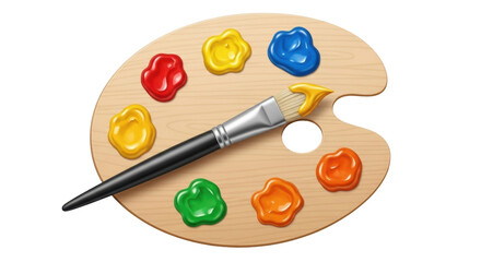 Isolated art palette with color paint and paintbrush creative artistic hobby vector