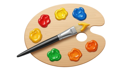 Isolated art palette with color paint and paintbrush creative artistic hobby vector