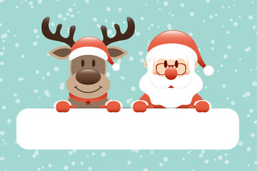 Gutschein Rentier Und Weihnachtsmann Textfeld Schnee Türkis