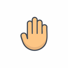Obraz premium Vibrant flat design illustration of an open human hand signaling stop, greeting, or assistance