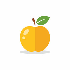 Stylized yellow apple with green leaf and brown stem