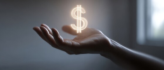The Dollar Sign Floating Above an Outstretched Hand Symbolizing Wealth and Financial Opportunity