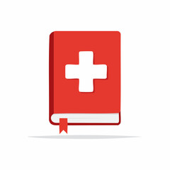 Fototapeta premium Red Medical Book with White Cross Symbol and Bookmark