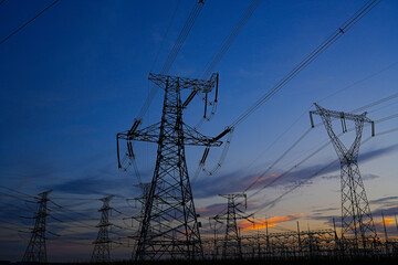 The power supply facilities of contour in the evening