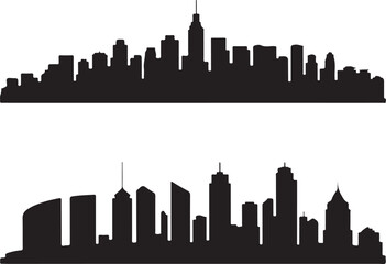 Modern city skylines silhouette graphic design