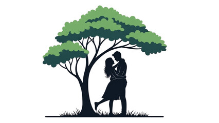 Romantic Couple Silhouette Vector Illustration &ndash; Love, Relationship, and Affection Concept