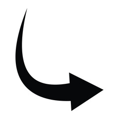 Vector Curved Arrow, Bending Arrow Icon Isolated on White Background. Curved arrow design element for presentations and graphic projects. eps 10