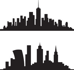 Naklejka premium Modern city skyline silhouettes for urban design projects
