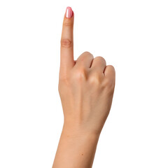 Realistic Human Hand with Index Finger Pointing Up on Transparent Background