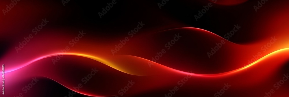 Wall mural abstract dark gradient background with red wave patterns and glowing textures for modern designs