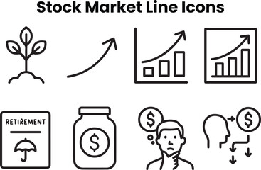 Line icon set for forex, exchange rates, currency pairs, and financial trading tools used in global investment platforms