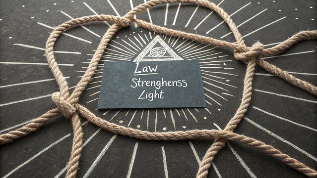 Law Strengthens Light Concept with Rope and Geometric Design on Dark Background for Inspirational Imagery
