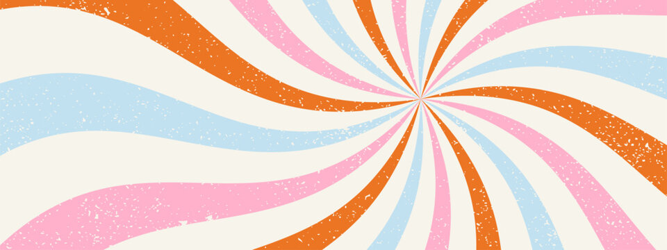 Groovy starburst pattern. Abstract retro background. Retro bg with grunge texture.