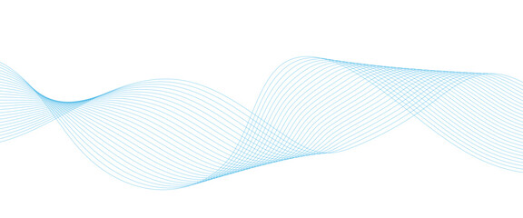 Abstract white and blue wave dynamic curve lines on white background. Energy technology concept modern backdrop design for business, presentation, banner.