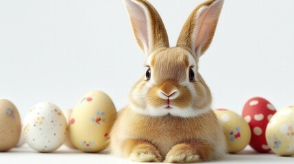 Fototapeta premium Adorable Easter Bunny with Easter Eggs