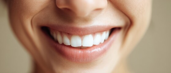The Smile of a Person with Bright White Teeth in a Closeup Portrait