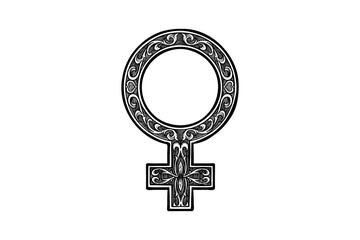 lineart illustration of female symbol with ornament