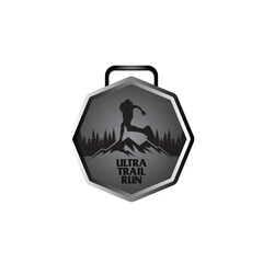 mountain marathon trail run medal design,trail run logo design