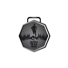 mountain marathon trail run medal design,trail run logo design