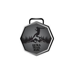 mountain marathon trail run medal design,trail run logo design