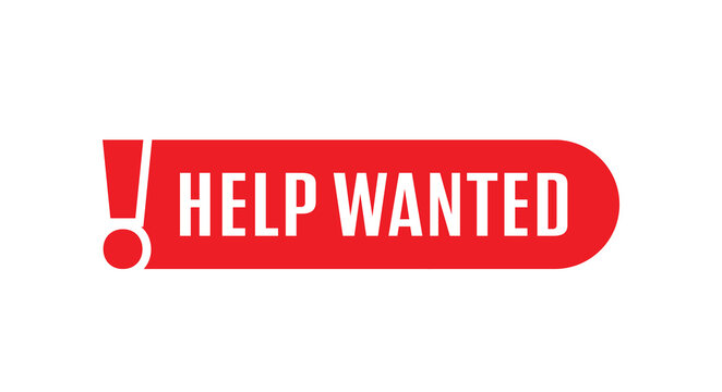 Help wanted sign on white background	