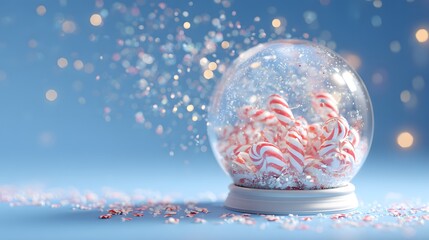 Candy Cane Wonderland Inside Christmas Snow Globe
