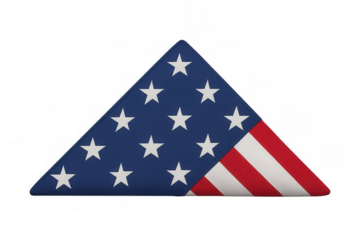 American flag folded in triangle shape symbolizing honor, respect, patriotism, and solemn remembrance