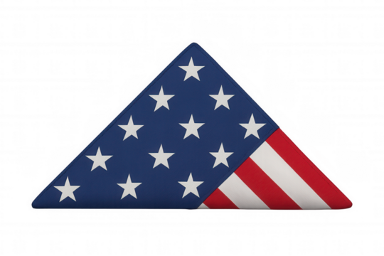 American flag folded in triangle shape symbolizing honor, respect, patriotism, and solemn remembrance