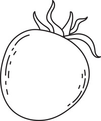 Black and White Tomato Icon Illustration for Healthy Eating and Food Concepts