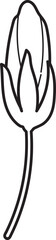 Simple flower bud line art icon. Minimalist botanical outline drawing of an unfurling blossom.