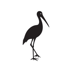 Elegant Minimalist Stork Logo with Clean Black Silhouette Design