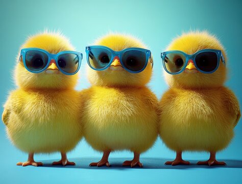 Adorable Baby Chicks Wearing Sunglasses