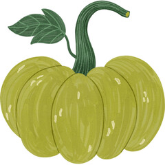 Green watercolor pumpkin
