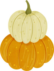 Two pumpkins one on another